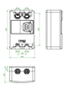 Oventrop Heizkreisstation mit gemischter Funktion, skizziert in Form von Rohrleitungen und Anschlussdetails. Technische Darstellung ohne Pumpe.